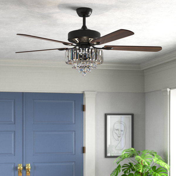 Willa Arlo Interiors Boynton 52" Black Ceiling Fan with Light Kit and Reversible with Dimmable